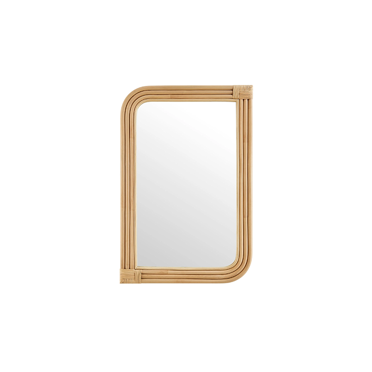 Corsie Curved Rectangle Rattan Wall Mirror, Natural