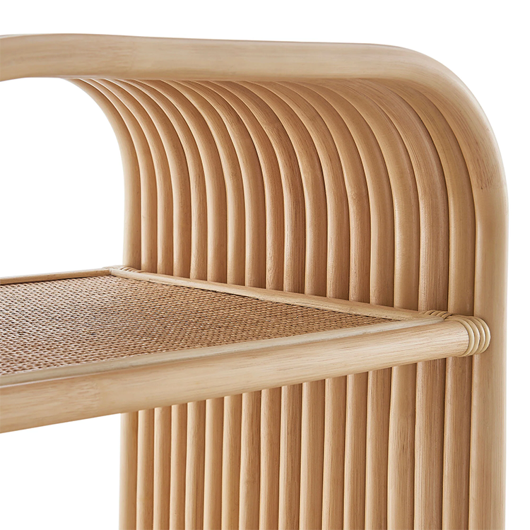 Ebba Curved Natural Rattan Side Table, Natural