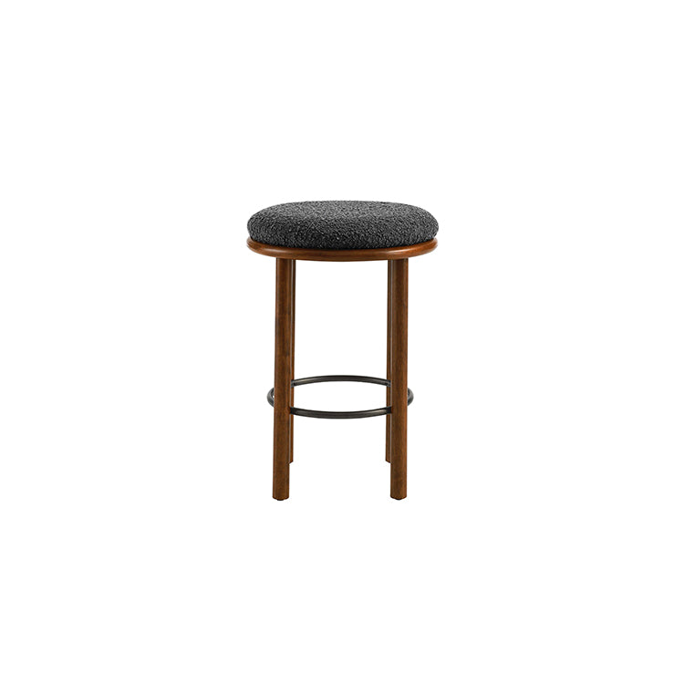 Pebble Boucle Walnut Charcoal Counter Stools, Set of 2