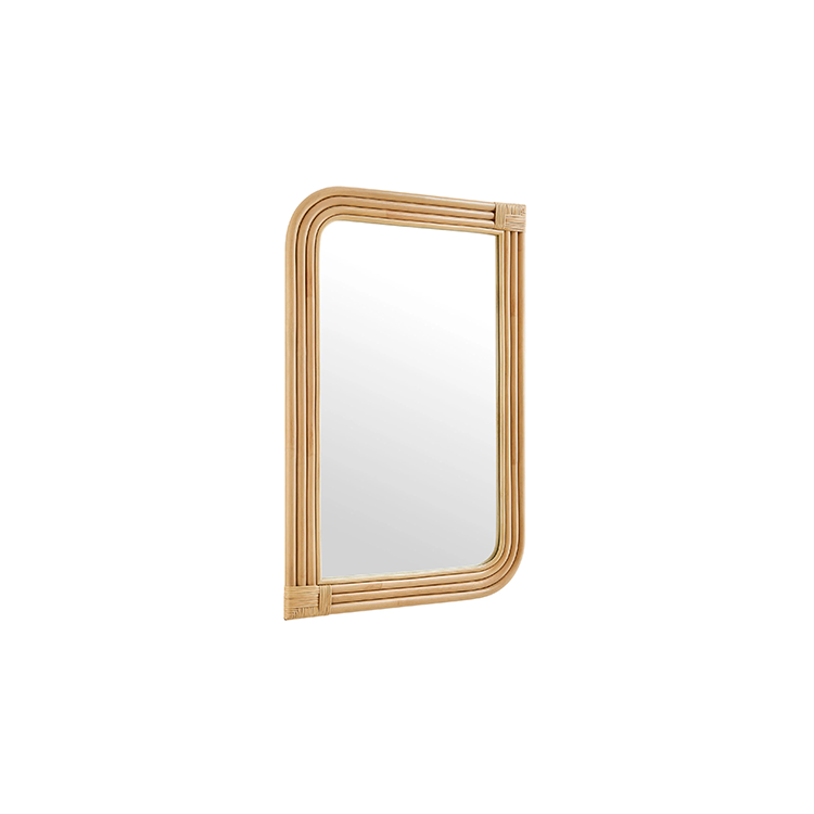 Corsie Curved Rectangle Rattan Wall Mirror, Natural
