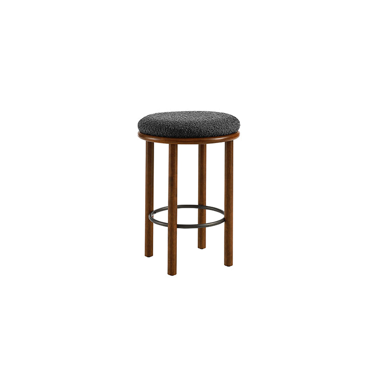 Pebble Boucle Walnut Charcoal Counter Stools, Set of 2