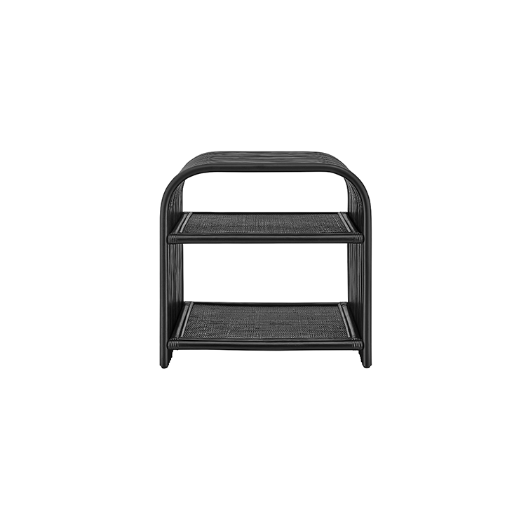 Ebba Curved Natural Rattan Side Table, Black