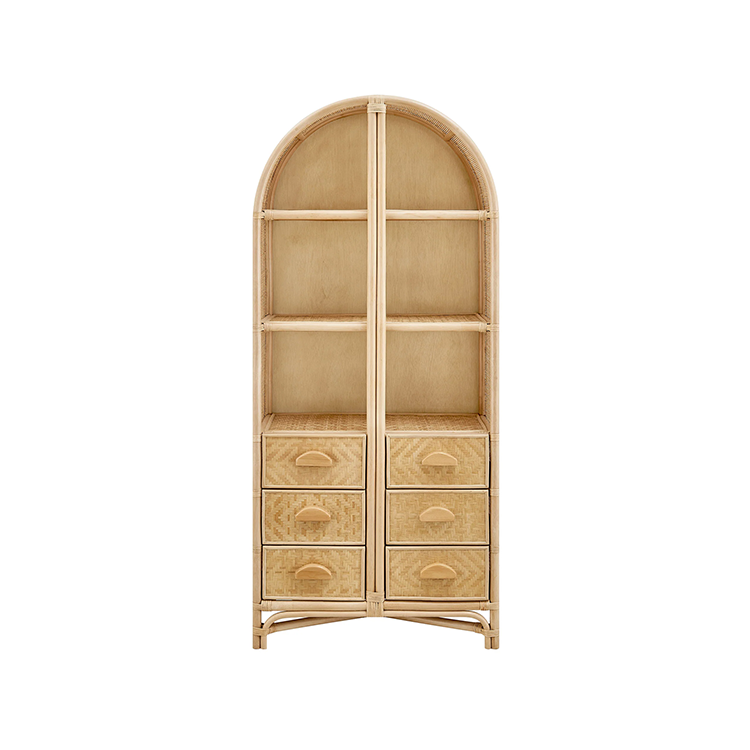 Janne Arched Natural Rattan Bookshelf, Natural