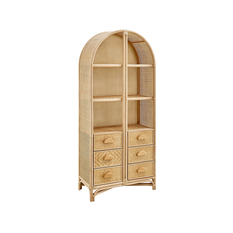 Janne Arched Natural Rattan Bookshelf, Natural