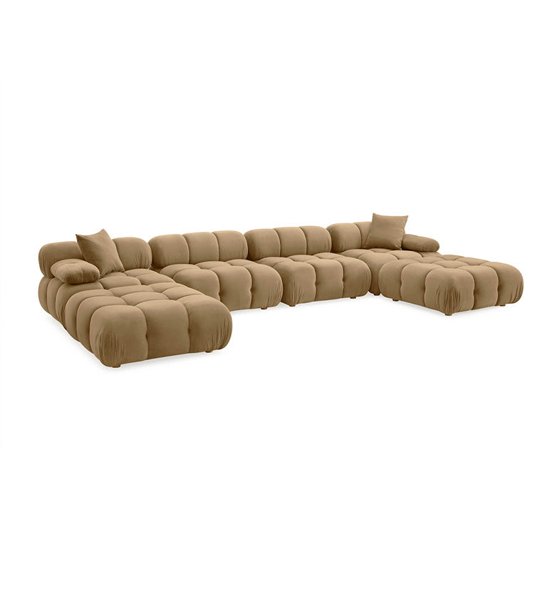 Huggy Cafe Au Lait Velvet 6-piece U-Sectional