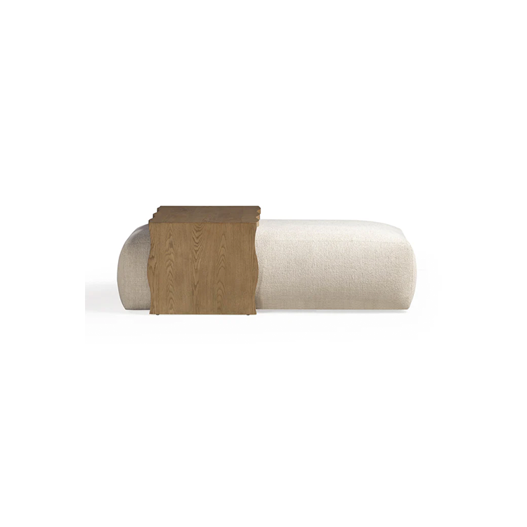 Wavy Ottoman with Bridge Table, Cream