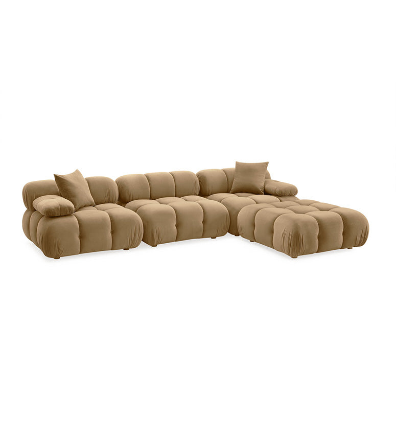Huggy Cafe Au Lait Velvet 4-piece Sectional