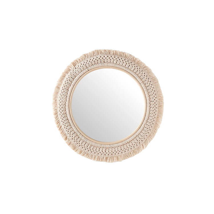 Jude Rattan Macrame Wall Mirror, Natural