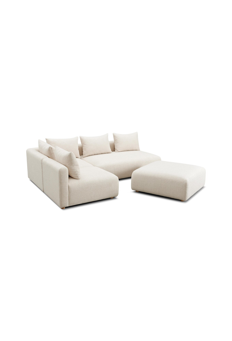 Temis Heavy Textured Fabric4-Piece Chaise Sectional,Cream