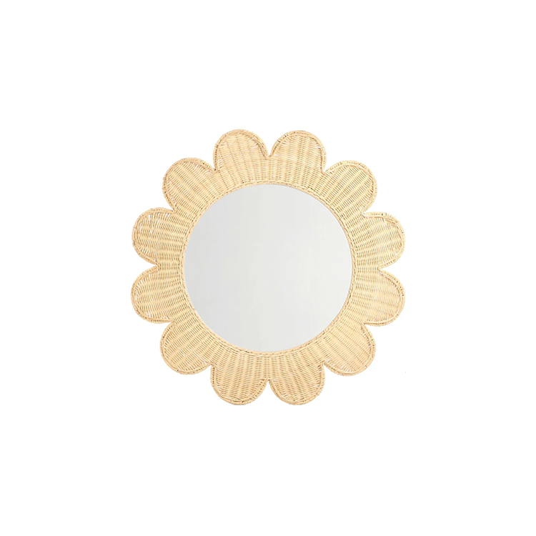 Coraline Rattan Round Wall Mirror, Natural