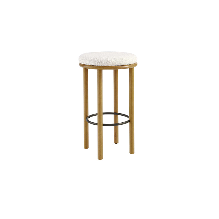 Pebble Boucle Oak Ivory Bar Stools, Set of 2
