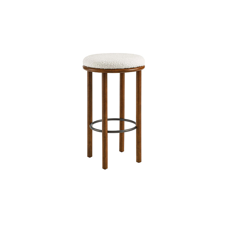 Pebble Boucle Walnut Ivory Bar Stools, Set of 2