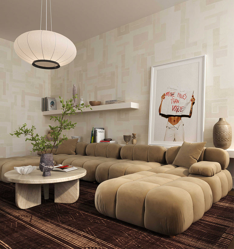 Huggy Cafe Au Lait Velvet 6-piece U-Sectional
