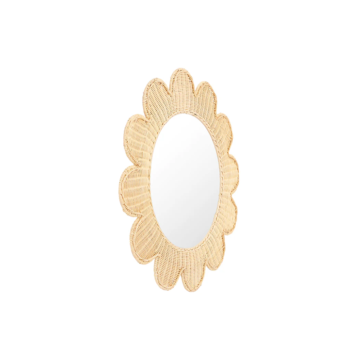 Coraline Rattan Round Wall Mirror, Natural
