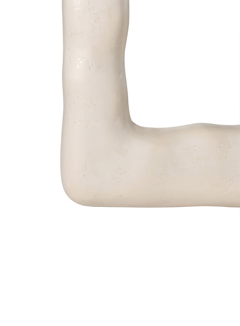 Aziel Cream Textured Small Floor Mirror