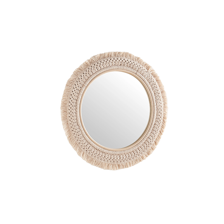 Jude Rattan Macrame Wall Mirror, Natural