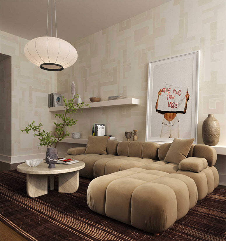 Huggy Cafe Au Lait Velvet 4-piece Sectional