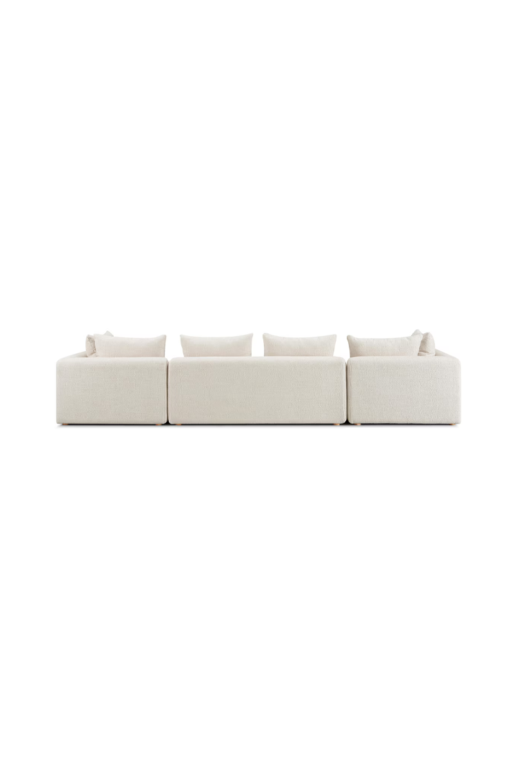 Temis Heavy Textured Fabric 145" Long Sofa,Cream