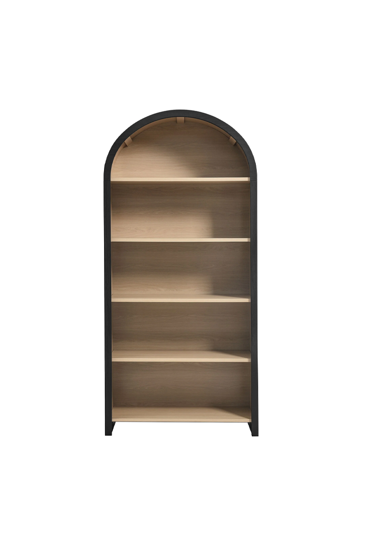 Curio Arched Wide Bookcase Display Cabinet,Black