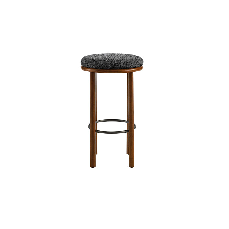 Pebble Boucle Walnut Charcoal Stools, Set of 2