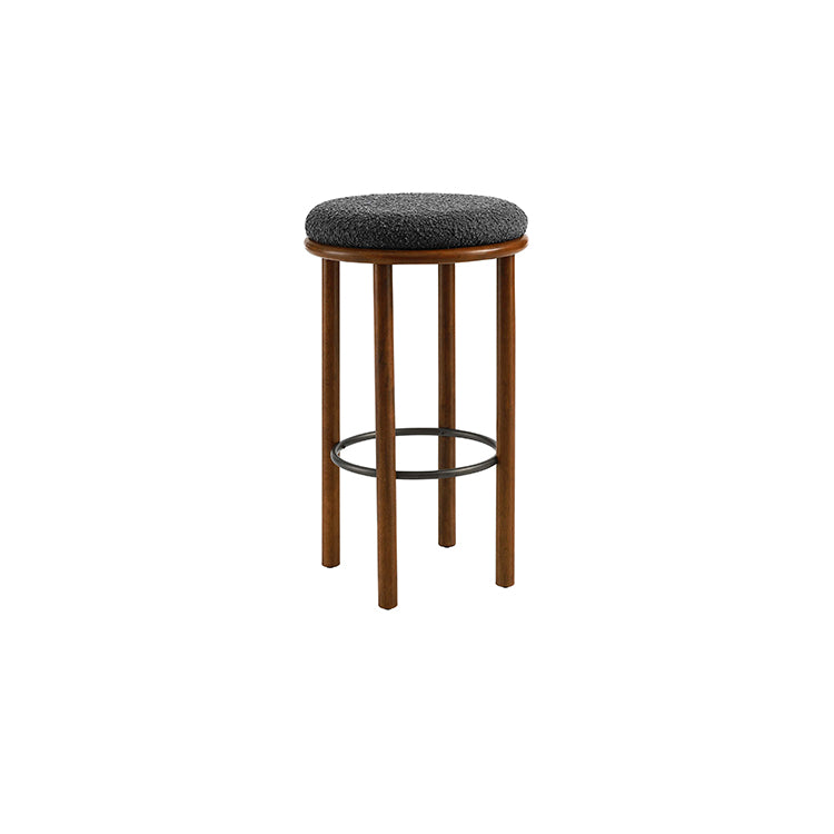 Pebble Boucle Walnut Charcoal Stools, Set of 2