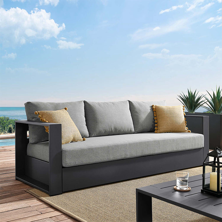 Credenza Outdoor Wood Sofa, grey