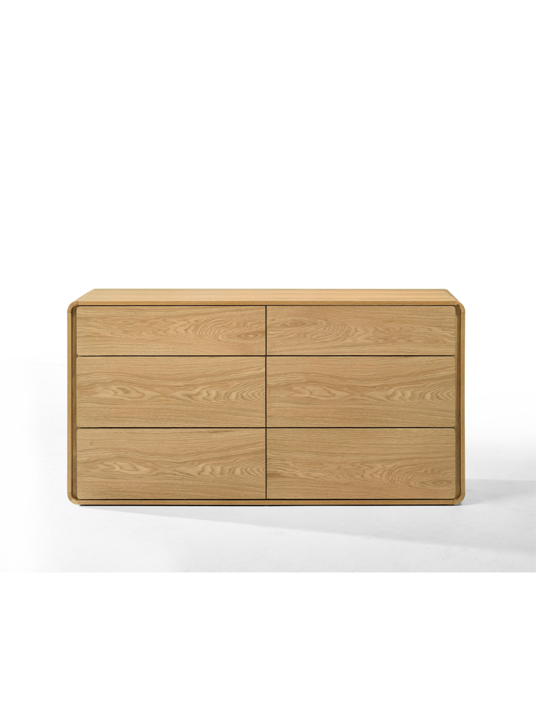 Enigm 6-Drawer Dresser, Rubberwood and Veneer, Natural Oak Color Enigm 6-Drawer Dresser, Rubberwood and Veneer, Natural Oak Color