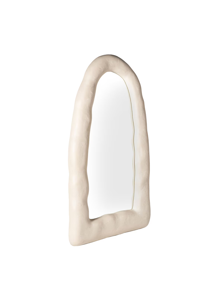 Aziel Cream Textured Small Floor Mirror