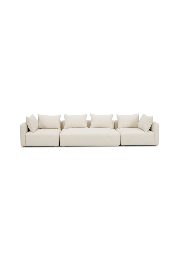 Temis Heavy Textured Fabric 145" Long Sofa,Cream