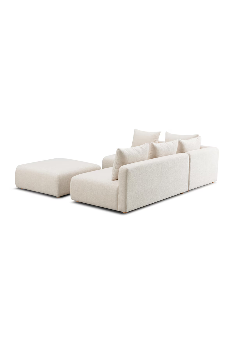 Temis Heavy Textured Fabric4-Piece Chaise Sectional,Cream