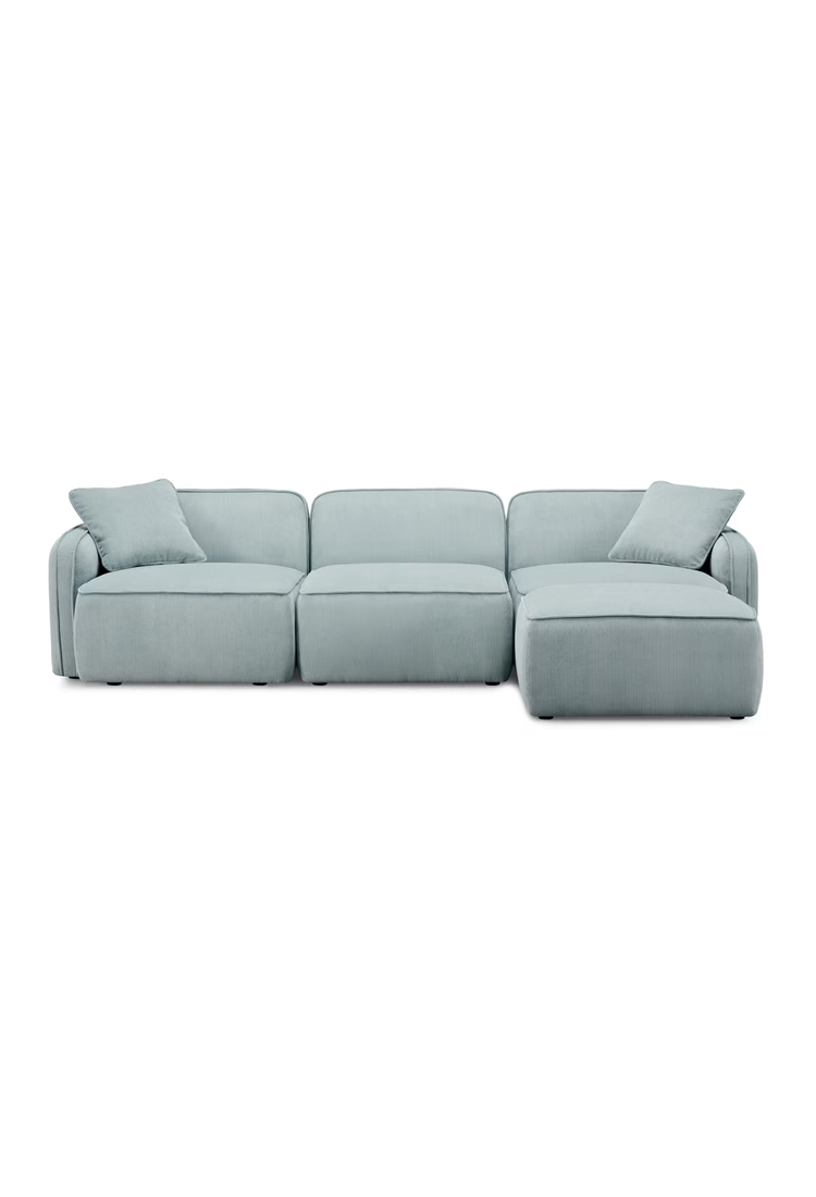 Syntara Velvet 4- Piece Sectional,Light Blue