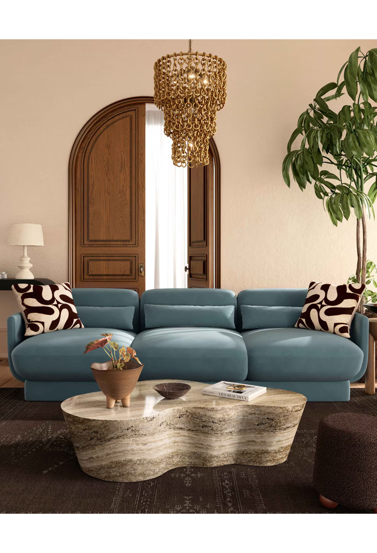 Azura Blue Velvet Sofa