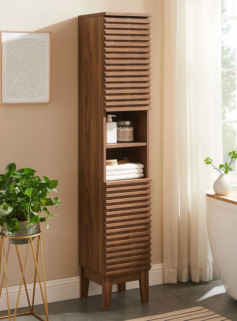 Chateau Narrow Bathroom Storage Cabinet,walnut