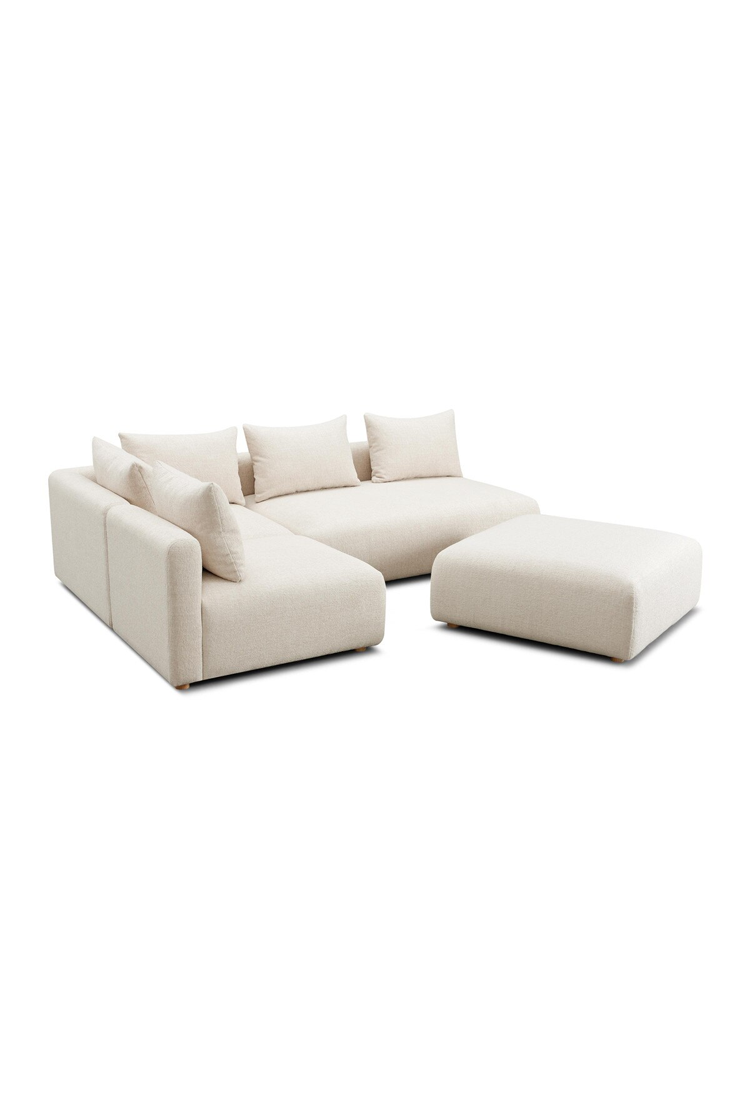 Temis Heavy Textured Fabric4-Piece Chaise Sectional,Cream