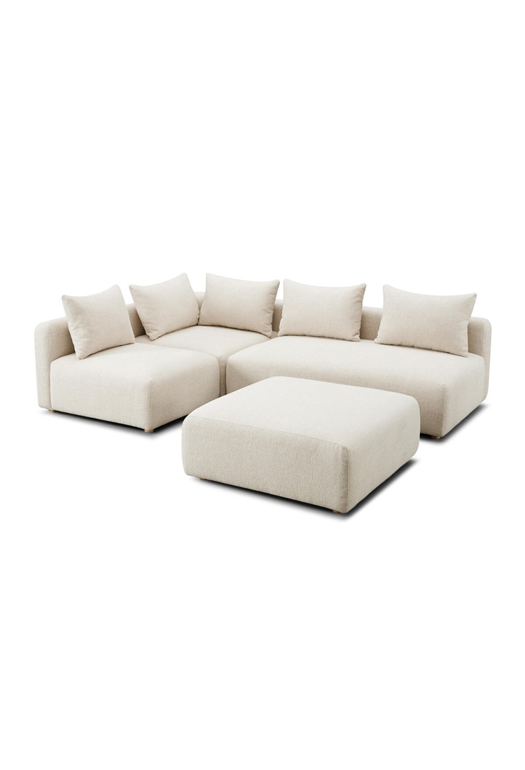 Temis Heavy Textured Fabric4-Piece Chaise Sectional,Cream
