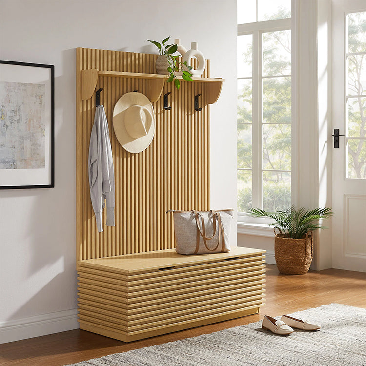 Chateau Storage Bench and Coat Rack, oak