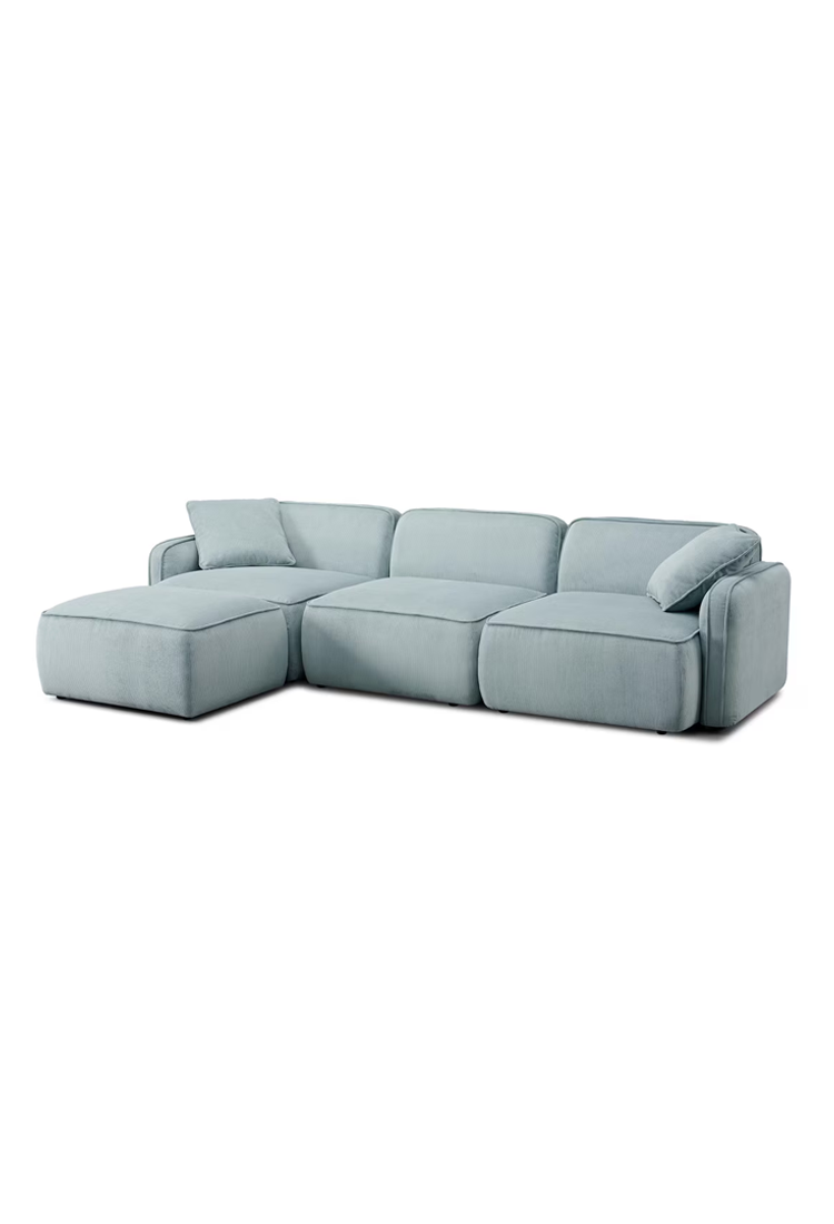 Syntara Velvet 4- Piece Sectional,Light Blue