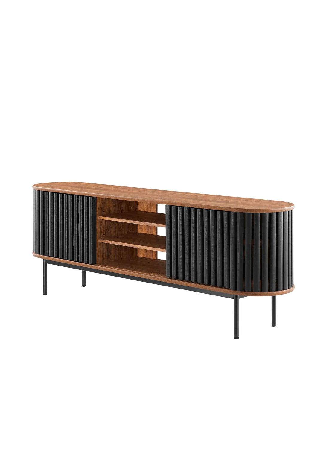 Kanso Media Stand, Walnut Black