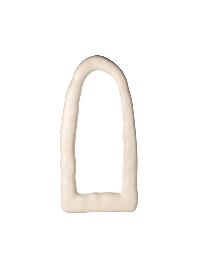Aziel Cream Textured Small Floor Mirror