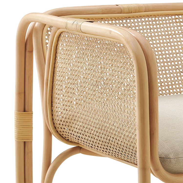 Ellie Natural Rattan Accent Armchair, Natural