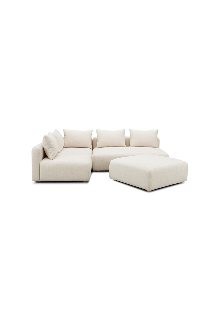 Temis Heavy Textured Fabric4-Piece Chaise Sectional,Cream