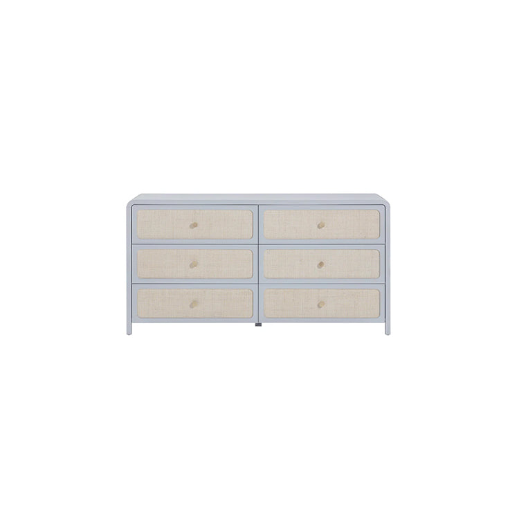 Pattie Rattan 6 Drawer Dresser, Blue Pattie Rattan 6 Drawer Dresser, Blue