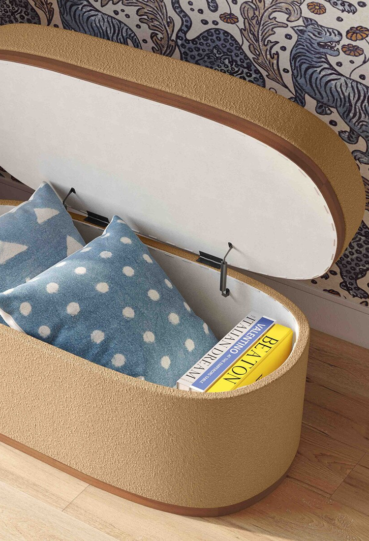 Vespera Oval Storage Ottoman,peach