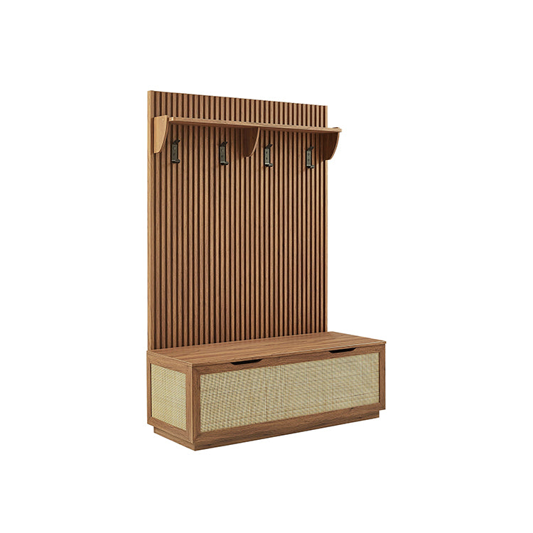 Nona Storage Bench and Coat Rack, walnut