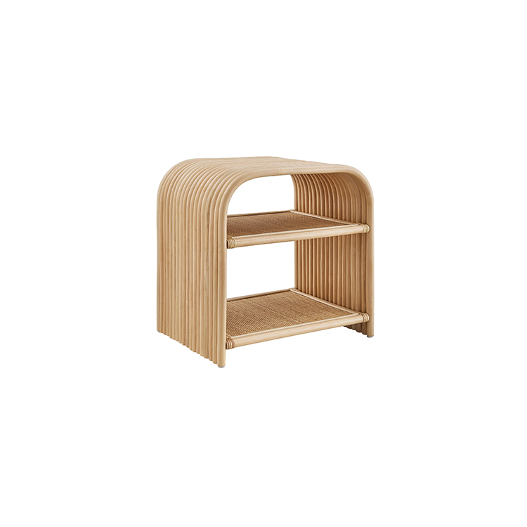 Ebba Curved Natural Rattan Side Table, Natural