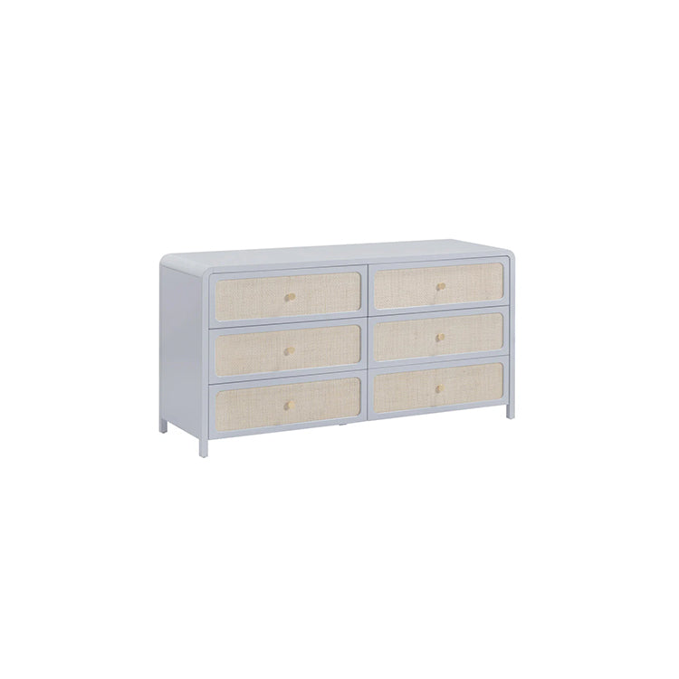 Pattie Rattan 6 Drawer Dresser, Blue