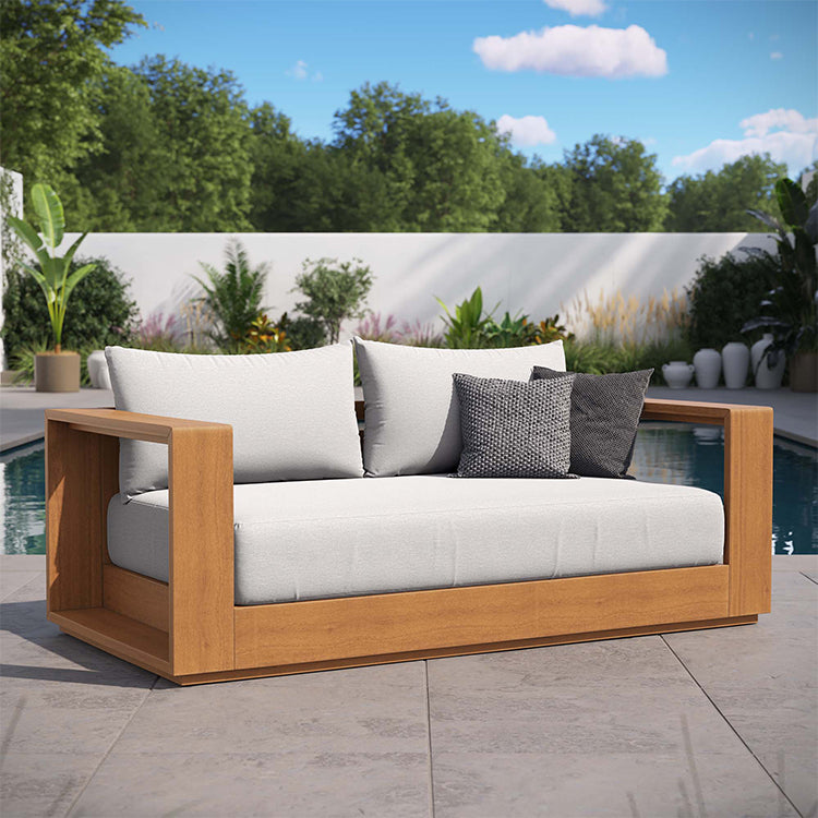 Credenza Outdoor Wood Loveseat, natural