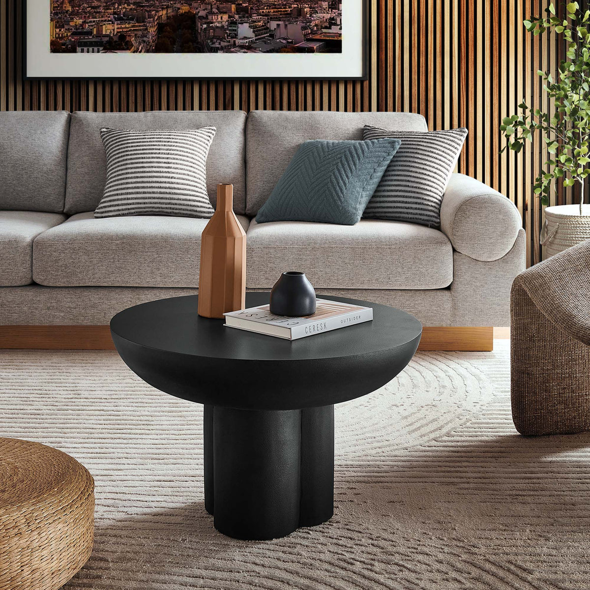 Caspa Round Coffee Table, black