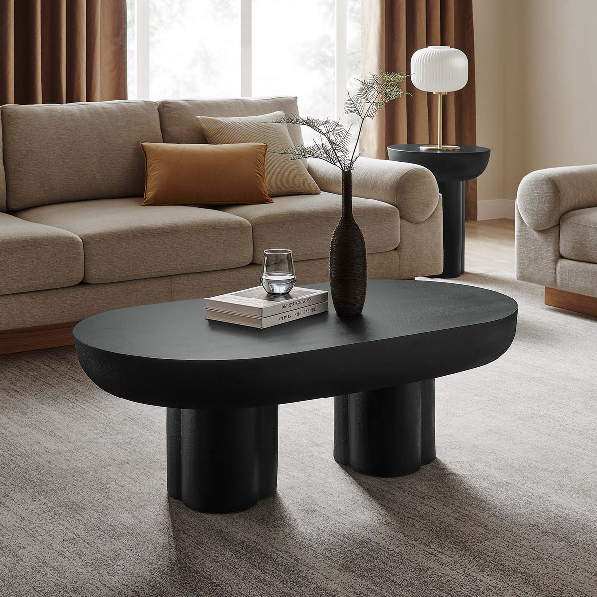 Caspa Oval Coffee Table, black