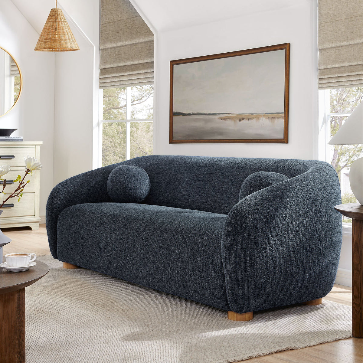 Chennie Fabric Sofa, Navy